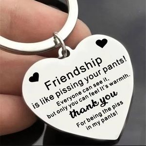 New Silver Stainless Steel Funny Friendship Key Chain Gift Jewelry.